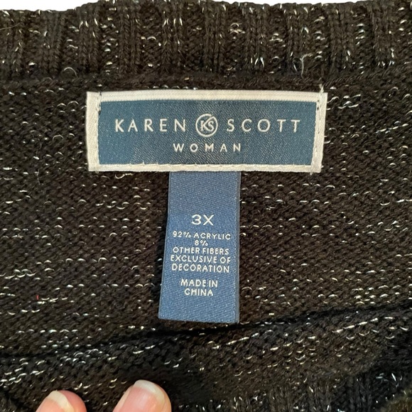 Black and Silver Holiday Sweater with Bling Size 3X - Picture 4 of 4